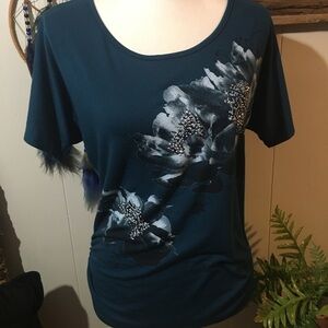 Agenda gathered waist round neck top